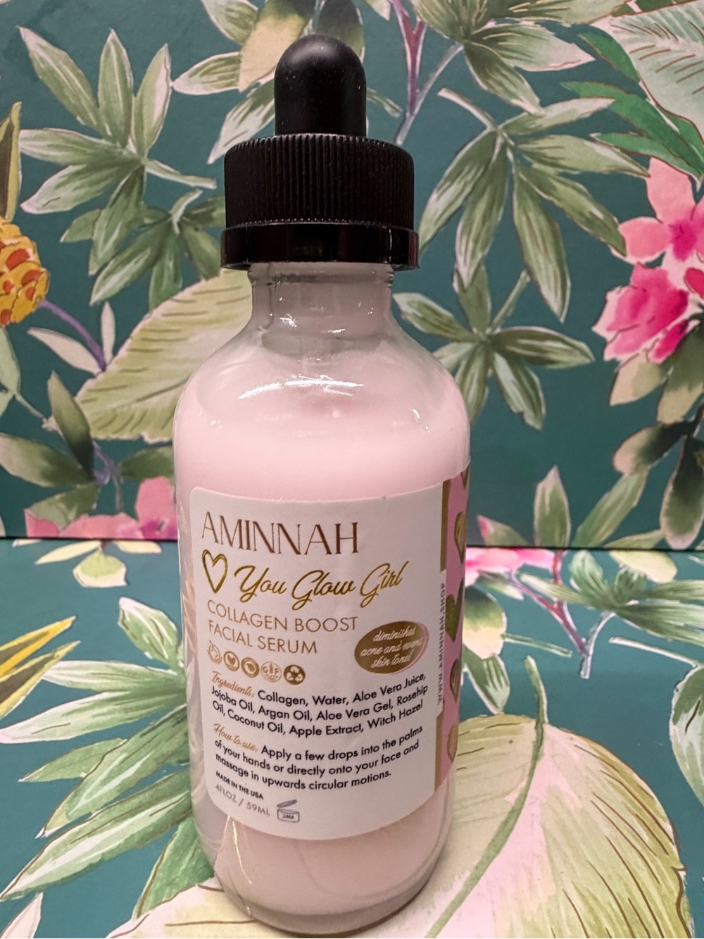 Aminnah You Glow Girl Collagen Boost Facial Serum 4 oz Original Formula NIB